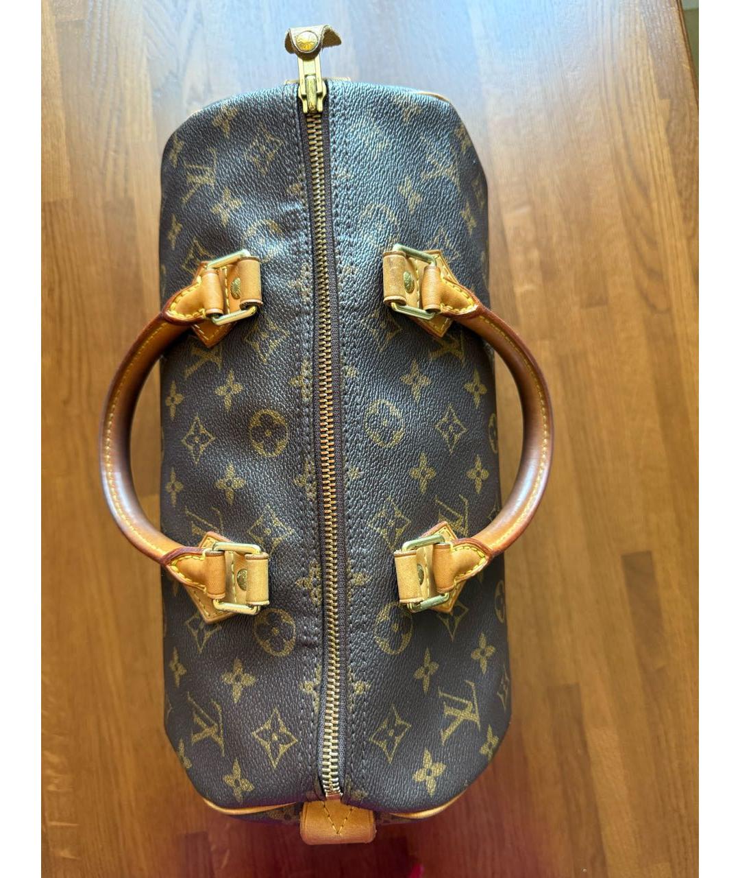 LOUIS VUITTON Коричневая кожаная сумка с короткими ручками, фото 5