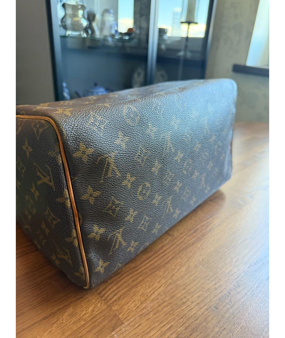 LOUIS VUITTON Коричневая кожаная сумка с короткими ручками, фото 7