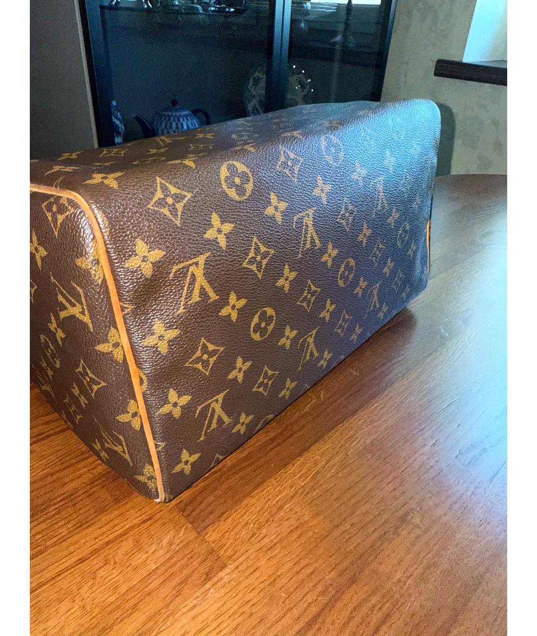 LOUIS VUITTON Коричневая кожаная сумка с короткими ручками, фото 3