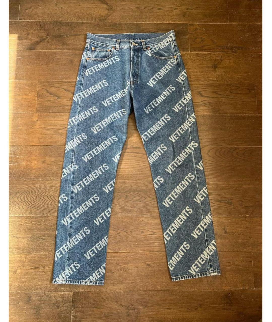 VETEMENTS Синие хлопковые прямые джинсы, фото 4