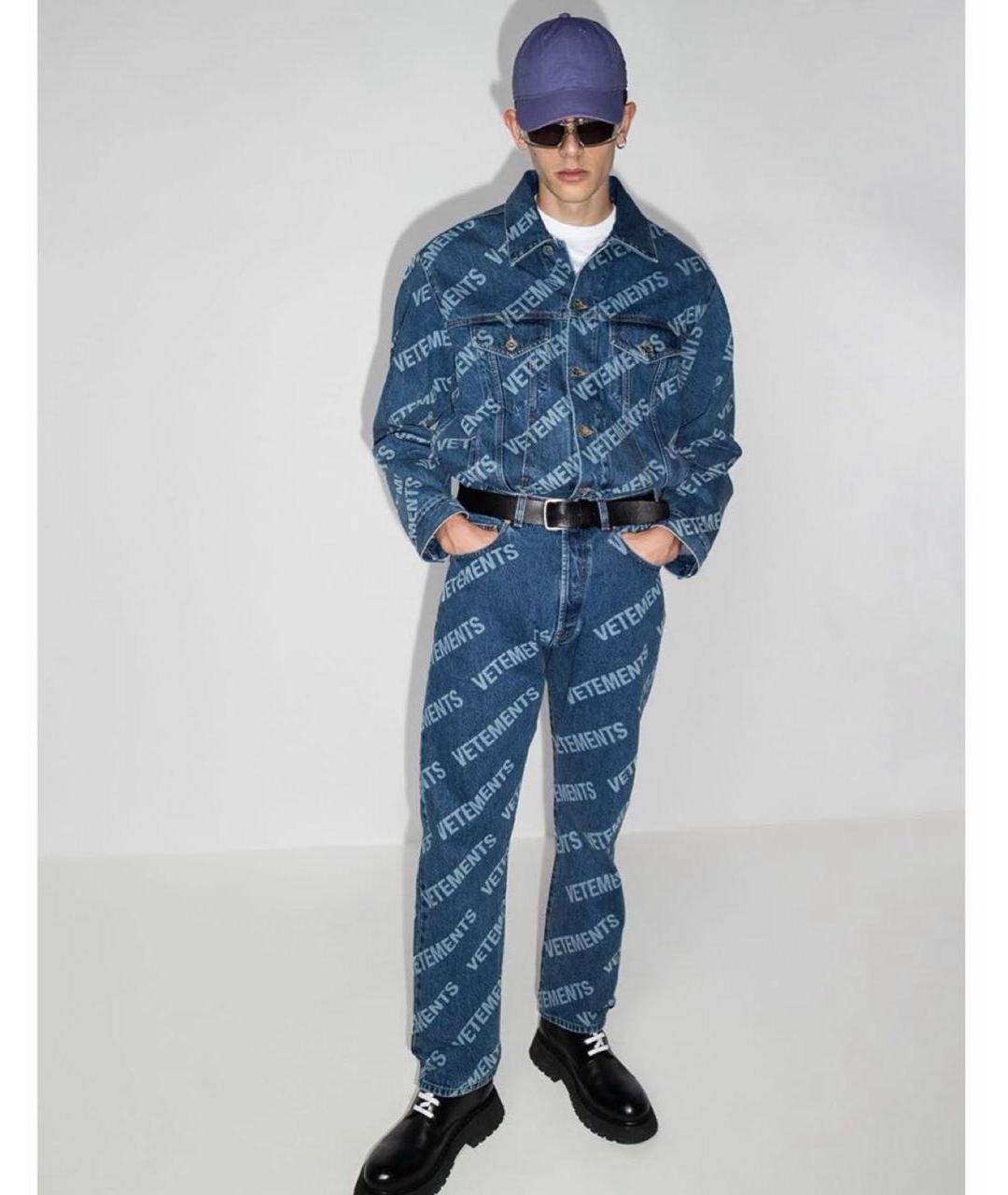 VETEMENTS Синие хлопковые прямые джинсы, фото 3