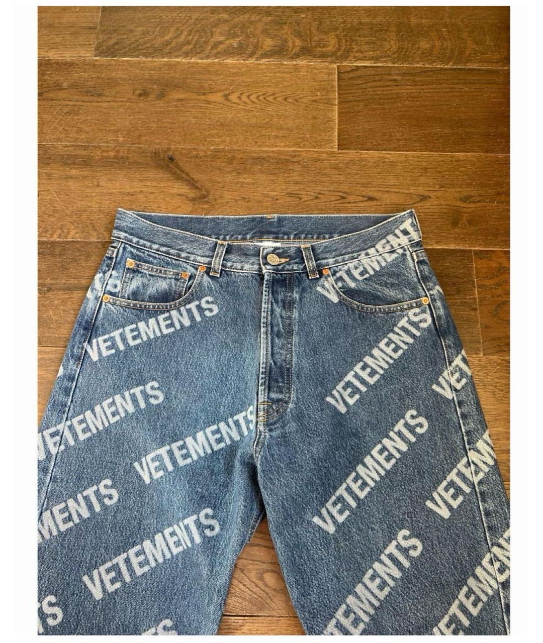 VETEMENTS Синие хлопковые прямые джинсы, фото 5