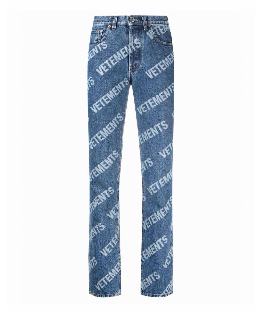 VETEMENTS Синие хлопковые прямые джинсы, фото 1