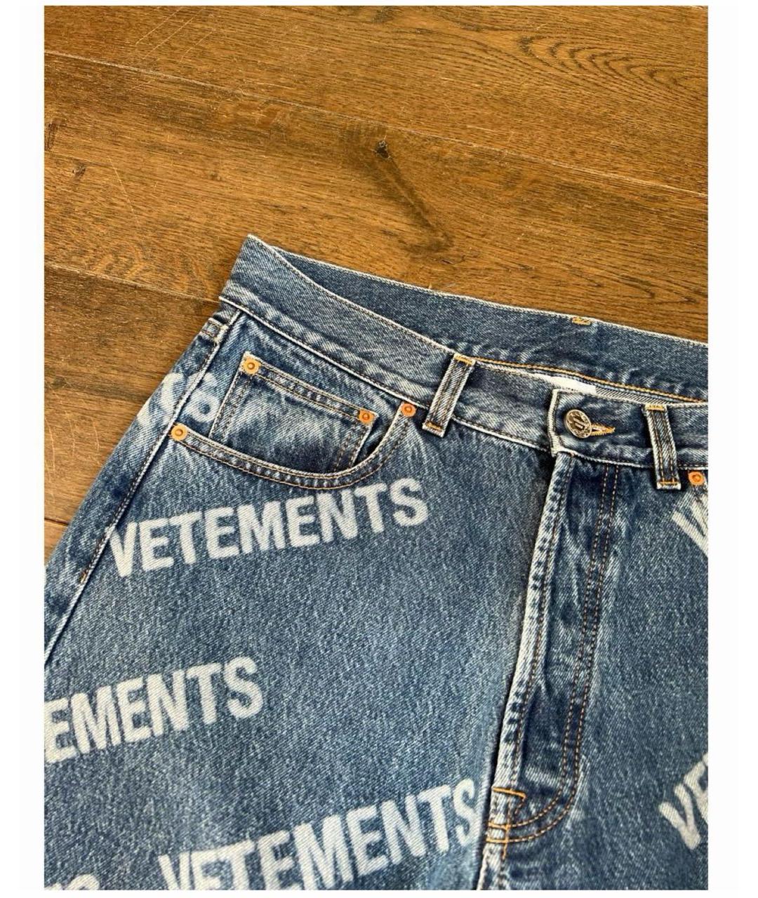 VETEMENTS Синие хлопковые прямые джинсы, фото 6