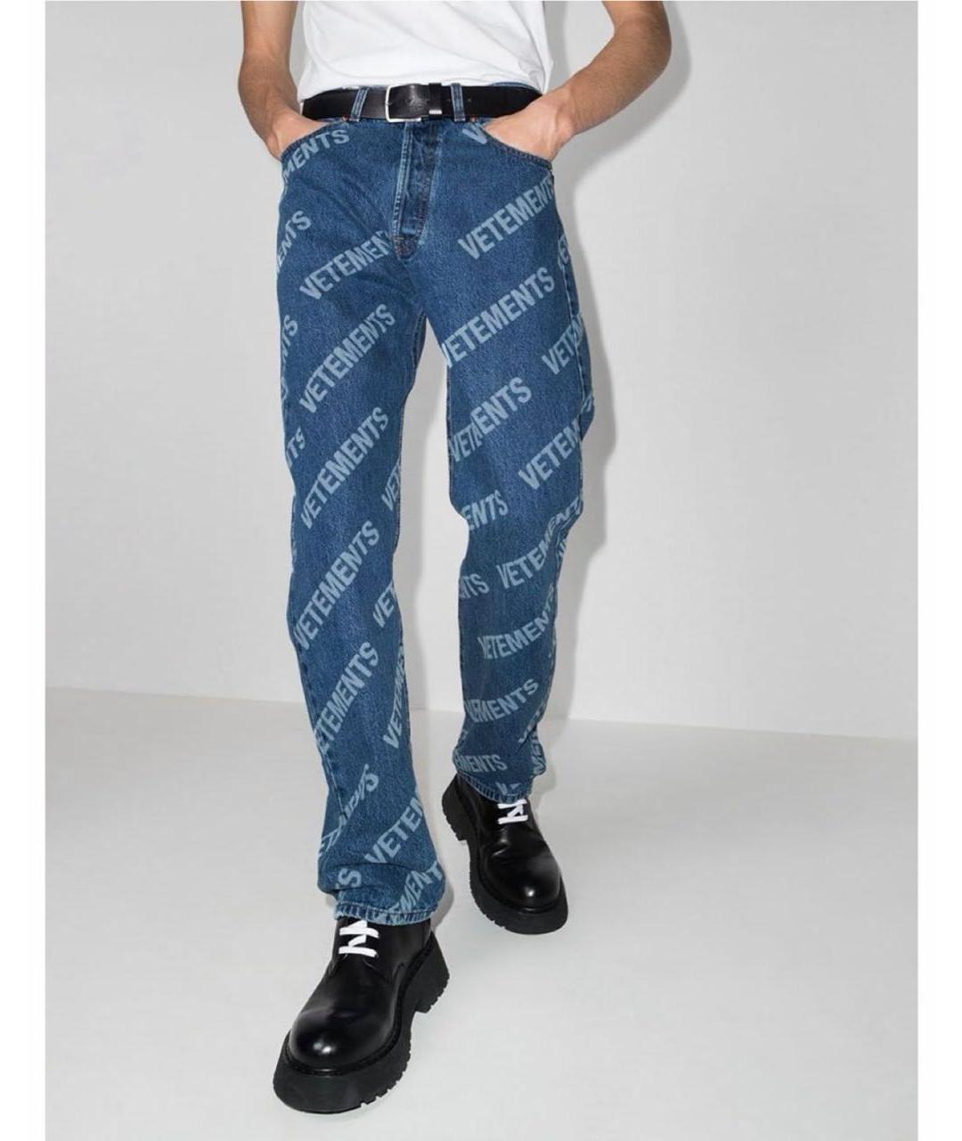 VETEMENTS Синие хлопковые прямые джинсы, фото 2
