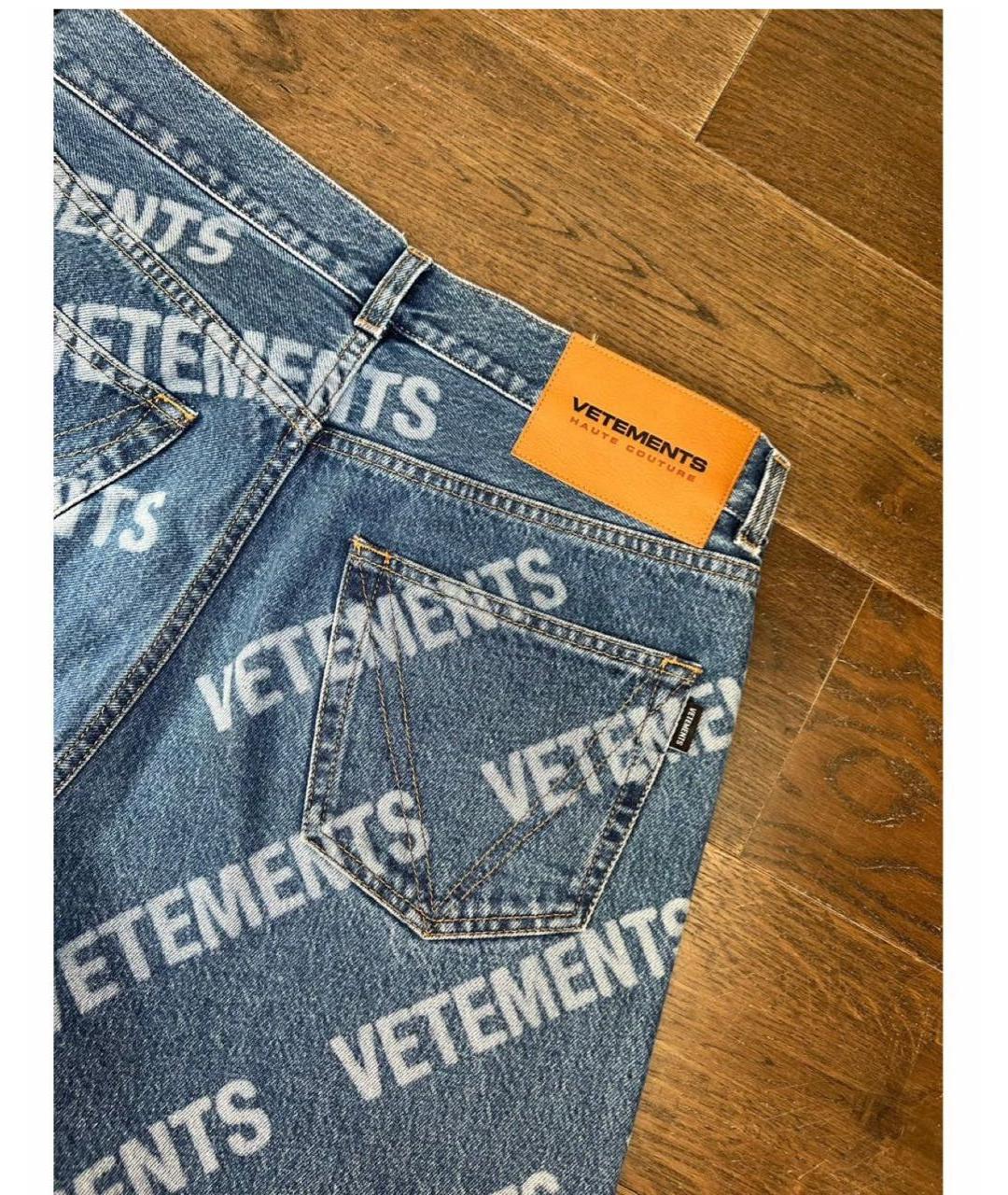 VETEMENTS Синие хлопковые прямые джинсы, фото 7