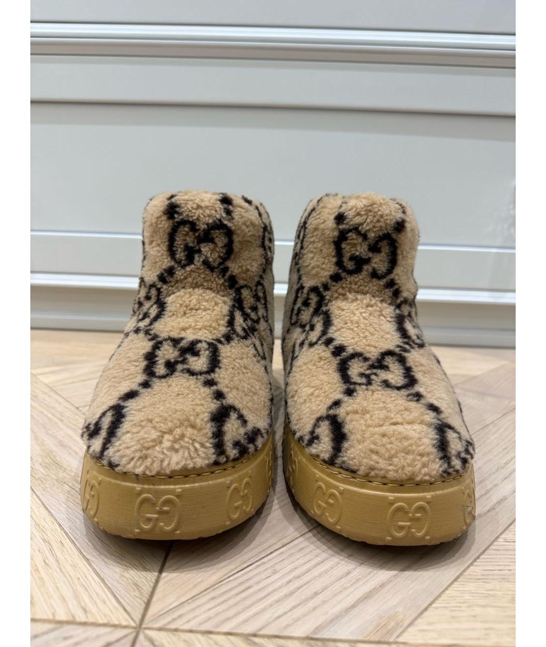 GUCCI Бежевые текстильные полусапоги, фото 2