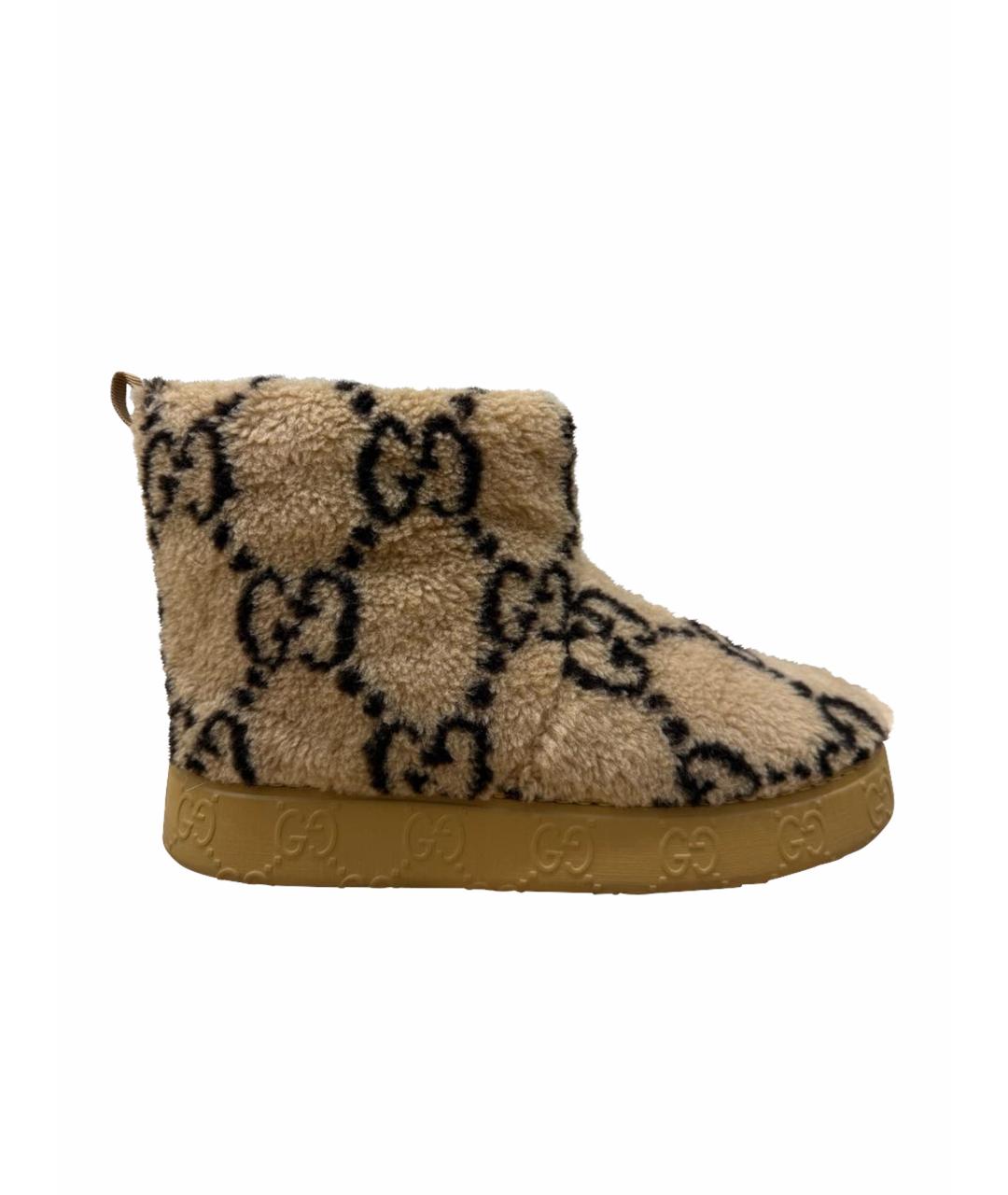 GUCCI Бежевые текстильные полусапоги, фото 1