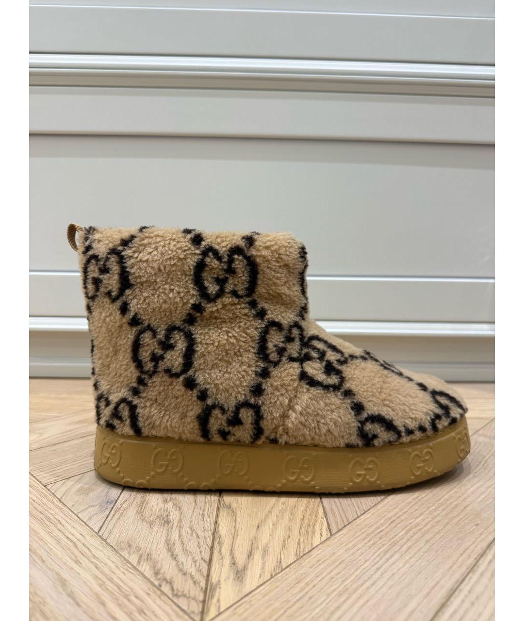 GUCCI Бежевые текстильные полусапоги, фото 6