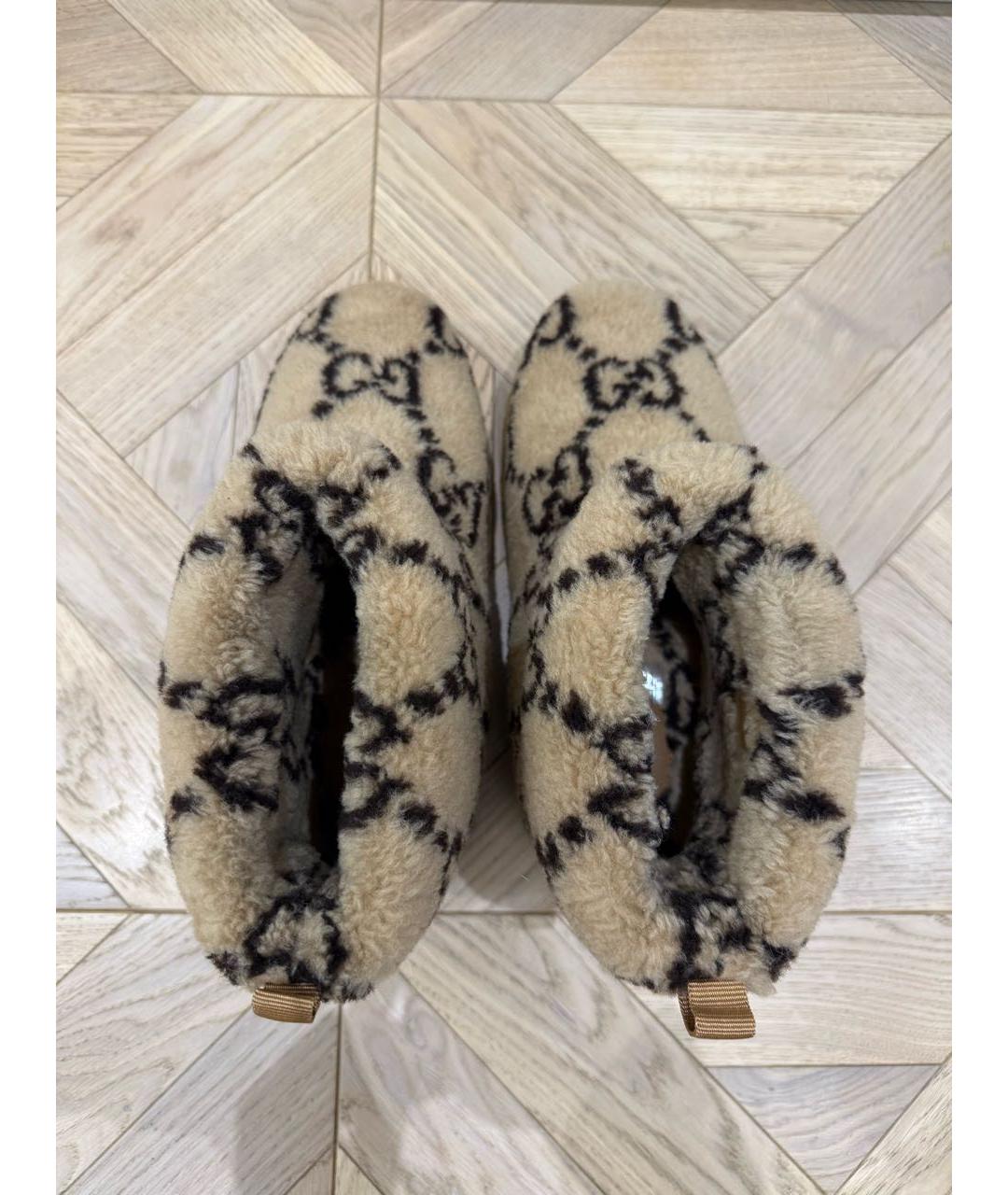 GUCCI Бежевые текстильные полусапоги, фото 3