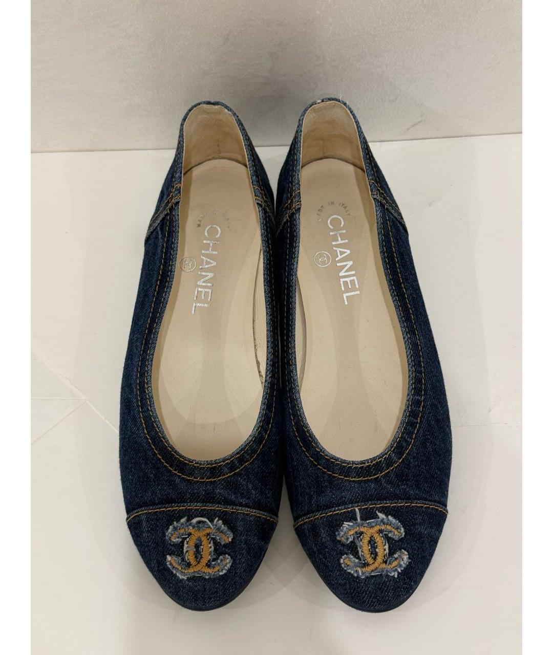 CHANEL Синие текстильные балетки, фото 2