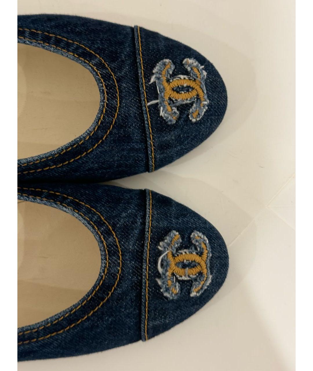 CHANEL Синие текстильные балетки, фото 6