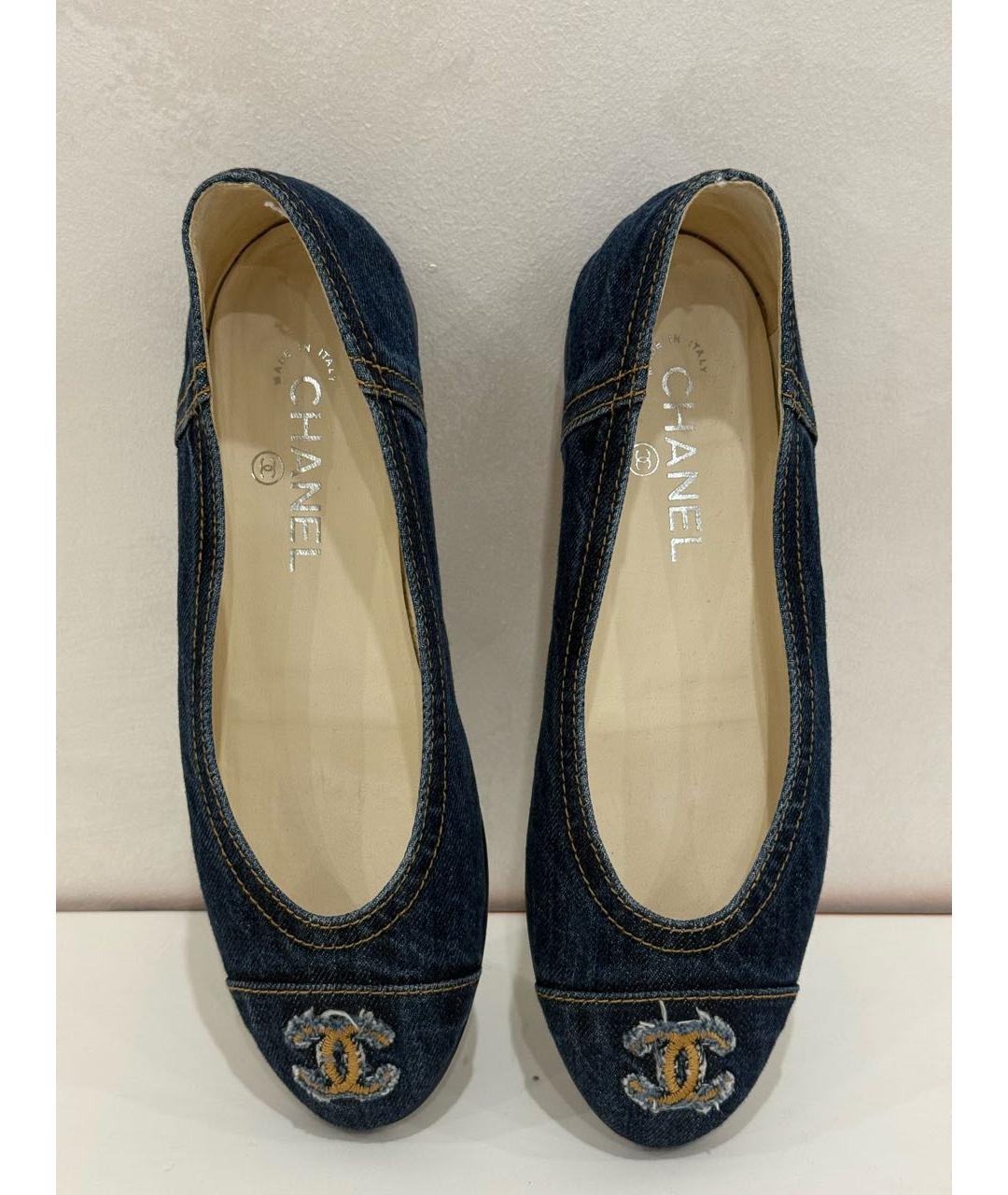 CHANEL Синие текстильные балетки, фото 3