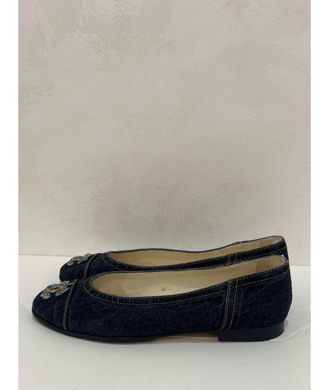 CHANEL Синие текстильные балетки, фото 7
