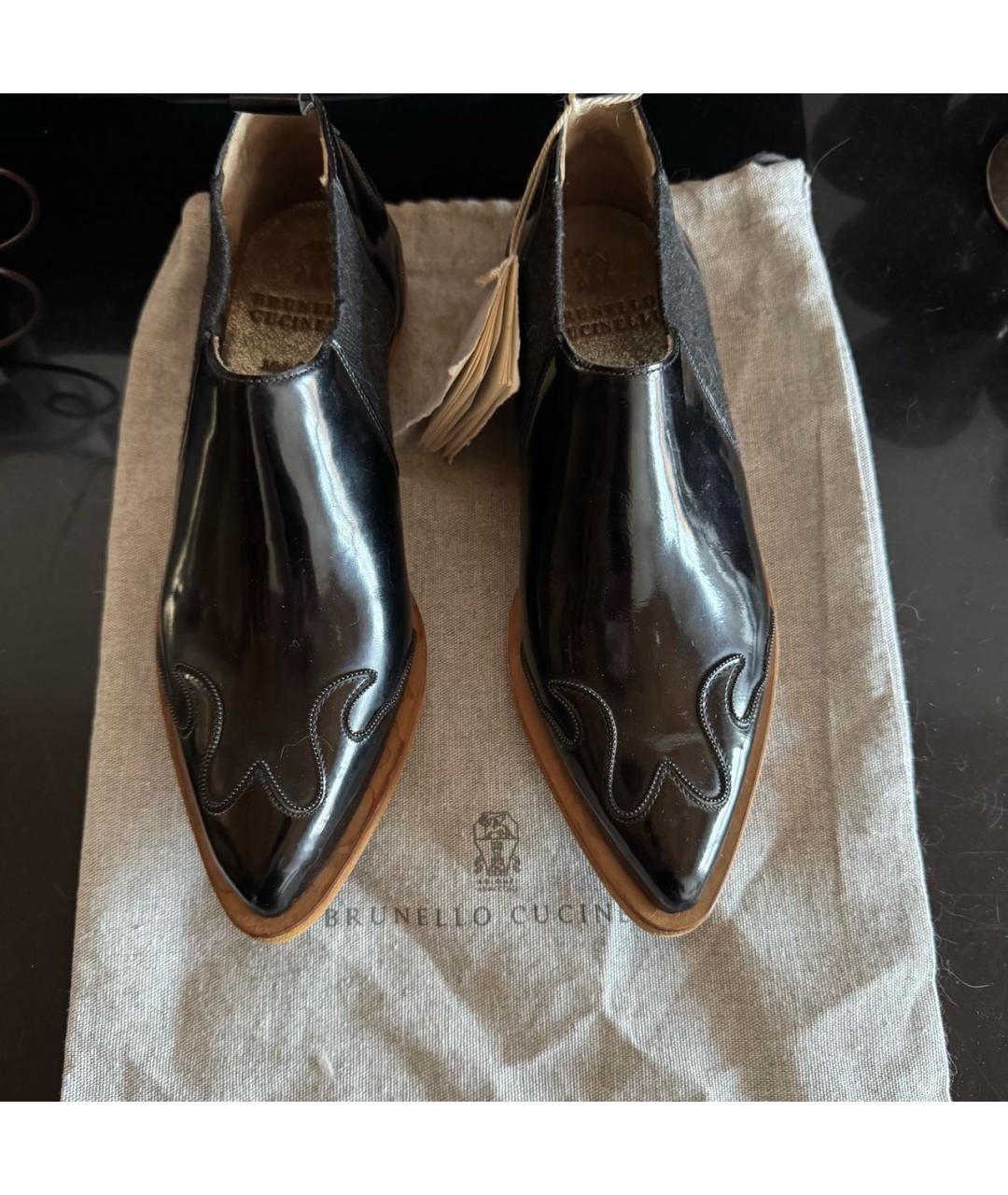 BRUNELLO CUCINELLI Черные ботильоны из лакированной кожи, фото 2