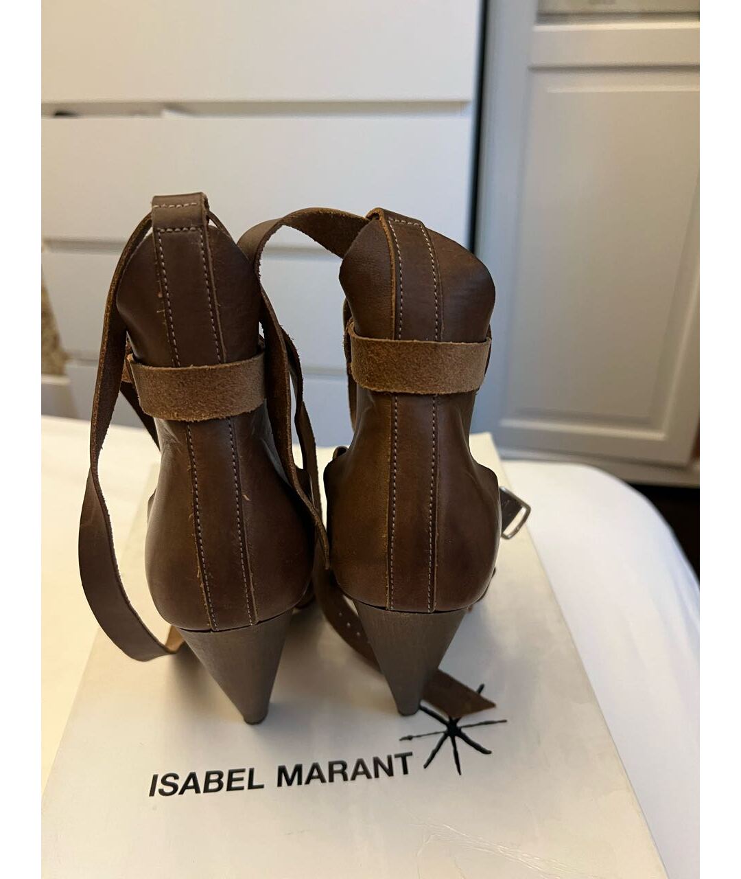 ISABEL MARANT Коричневые кожаные босоножки, фото 7