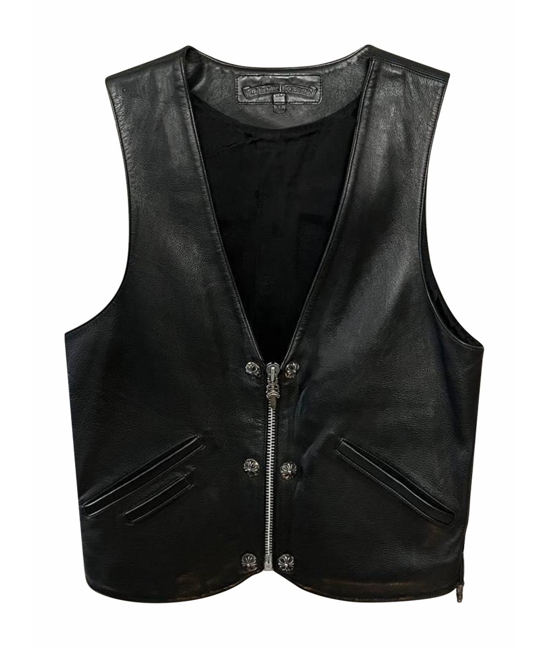 CHROME HEARTS Черный кожаный жилет, фото 1