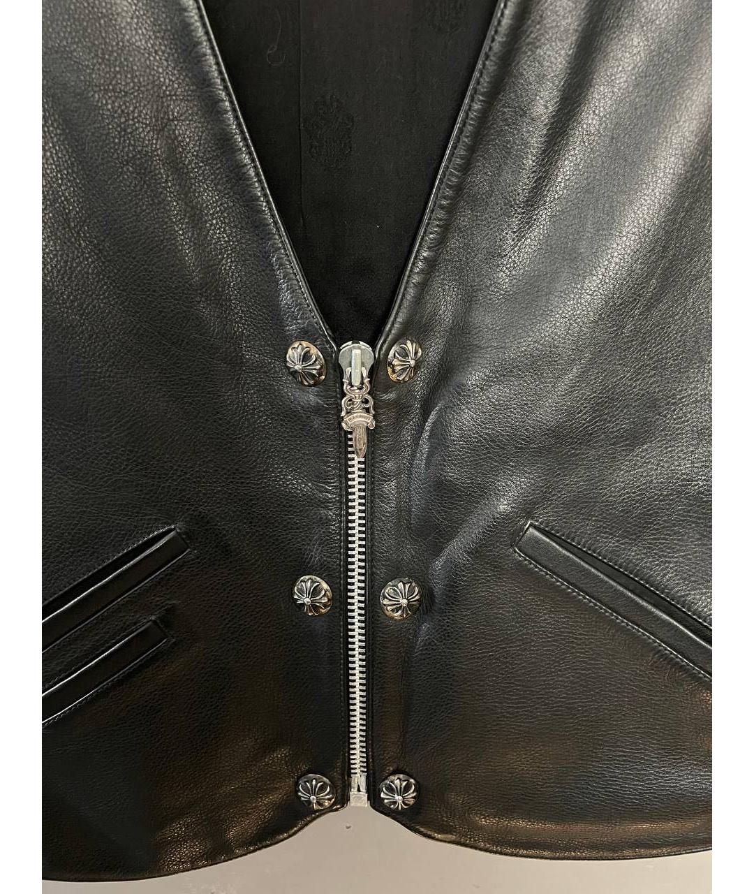 CHROME HEARTS Черный кожаный жилет, фото 3