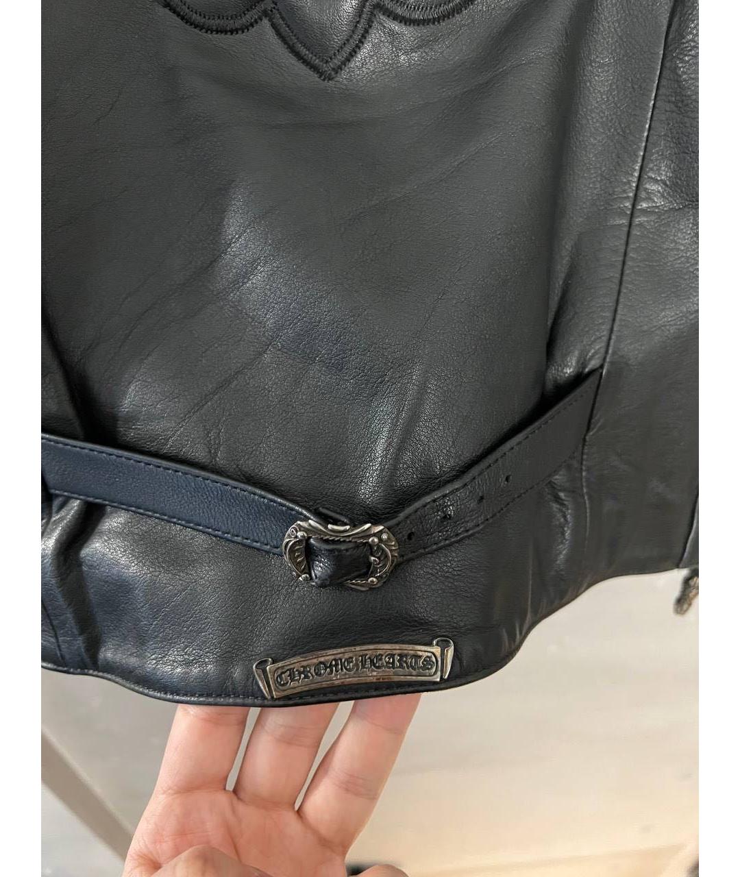 CHROME HEARTS Черный кожаный жилет, фото 4