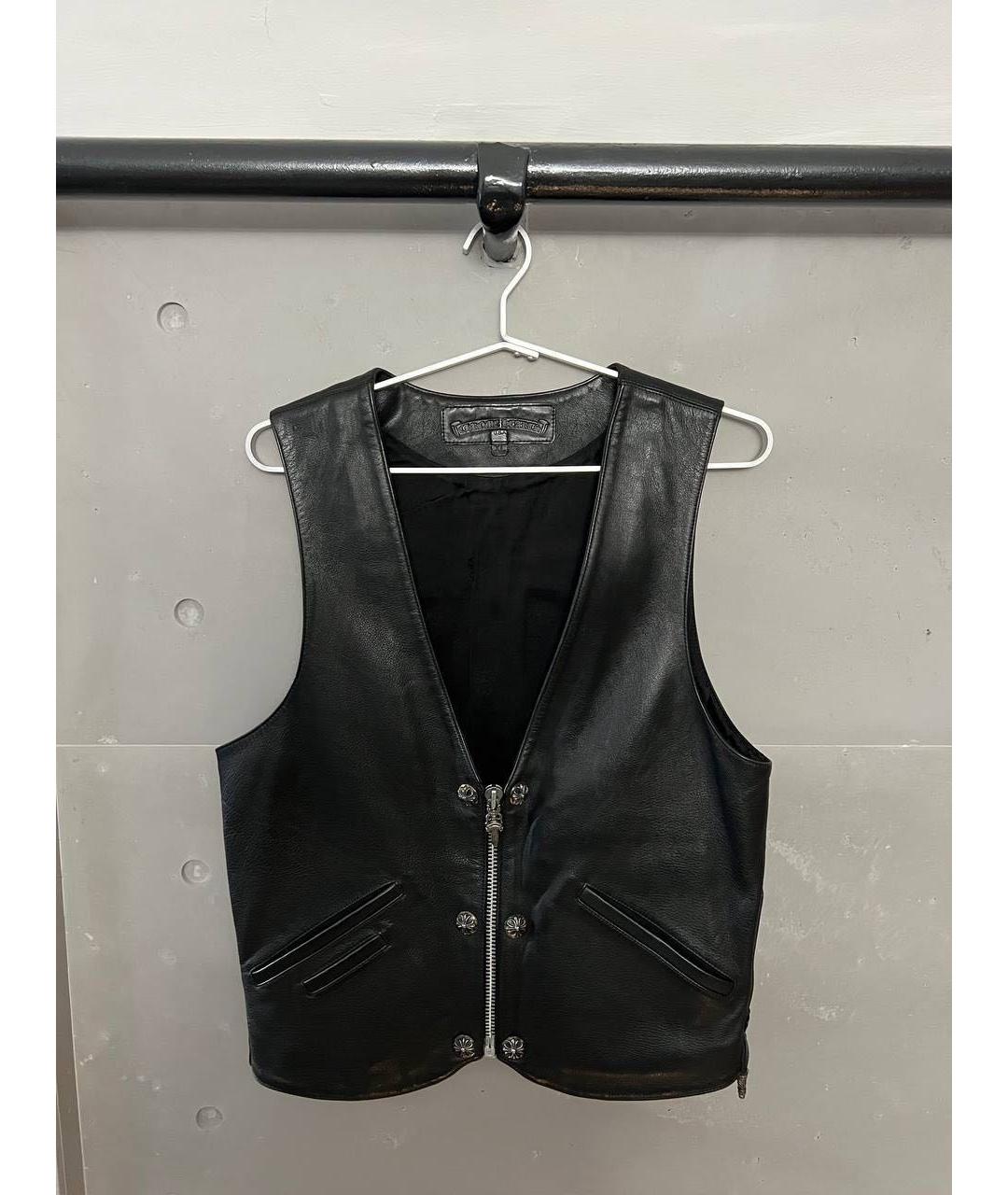 CHROME HEARTS Черный кожаный жилет, фото 5