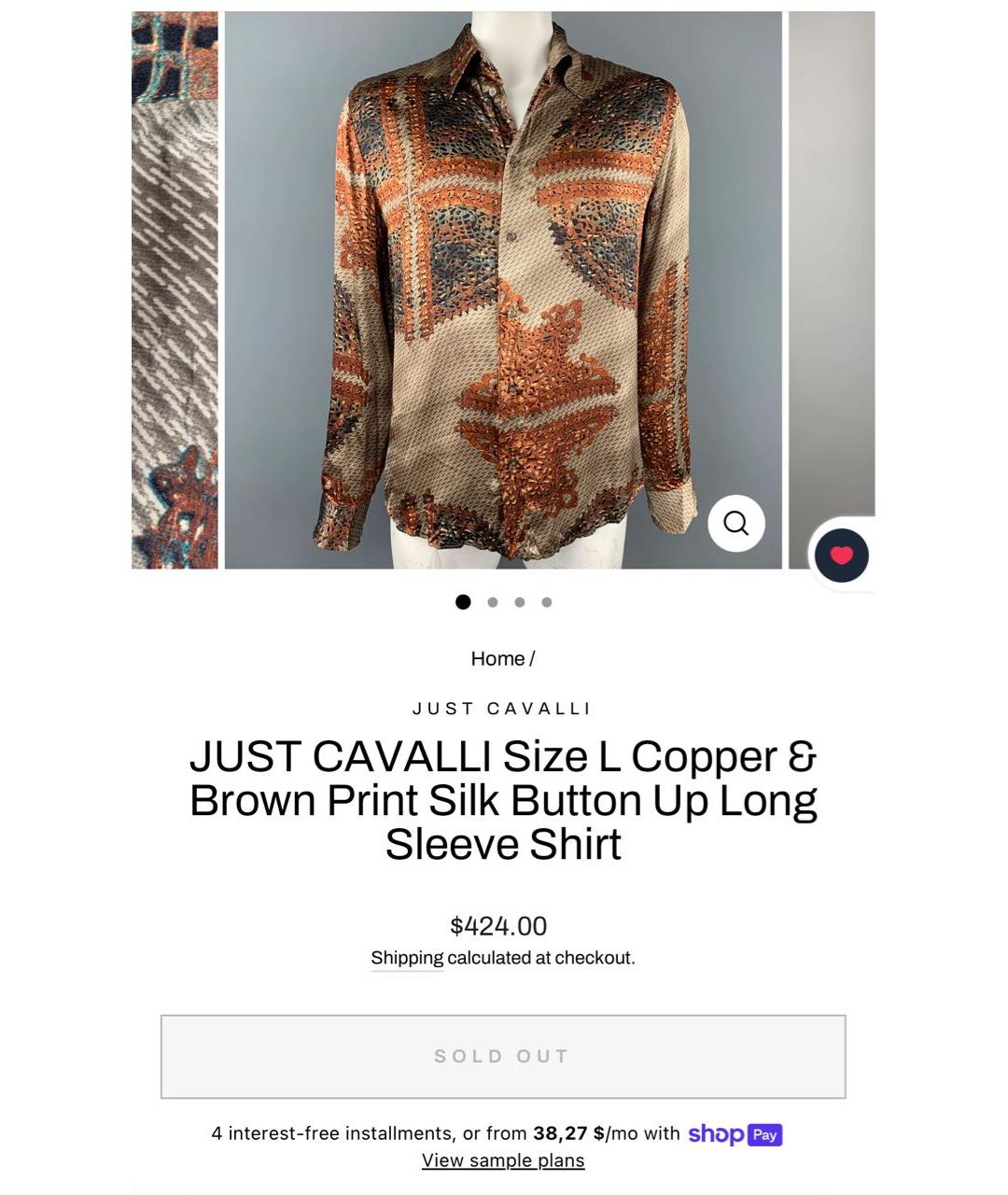 JUST CAVALLI Коричневая шелковая блузы, фото 5