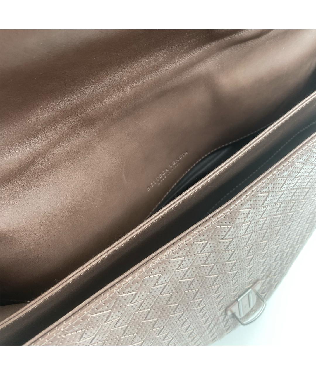 BOTTEGA VENETA Коричневый кожаный портфель, фото 4