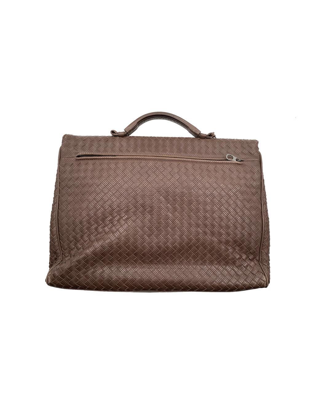 BOTTEGA VENETA Коричневый кожаный портфель, фото 3