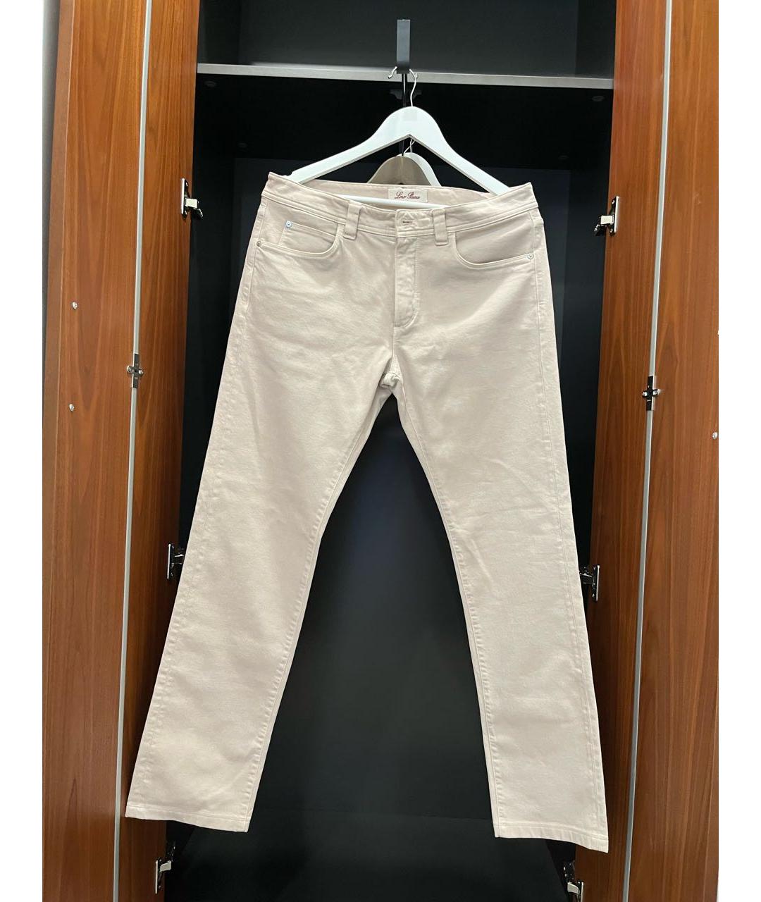 LORO PIANA Бежевые хлопко-эластановые прямые джинсы, фото 7