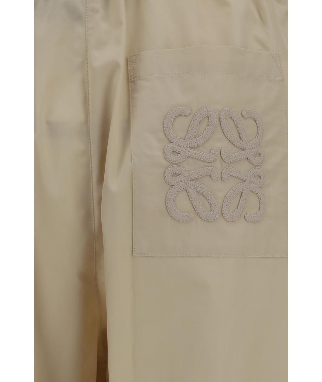 LOEWE Бежевые хлопковые брюки широкие, фото 3