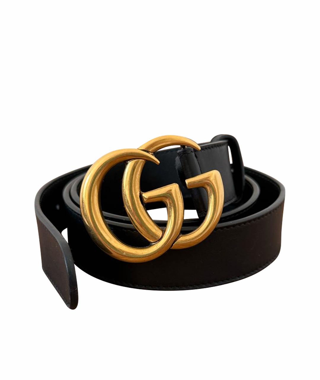 GUCCI Черный кожаный ремень, фото 1