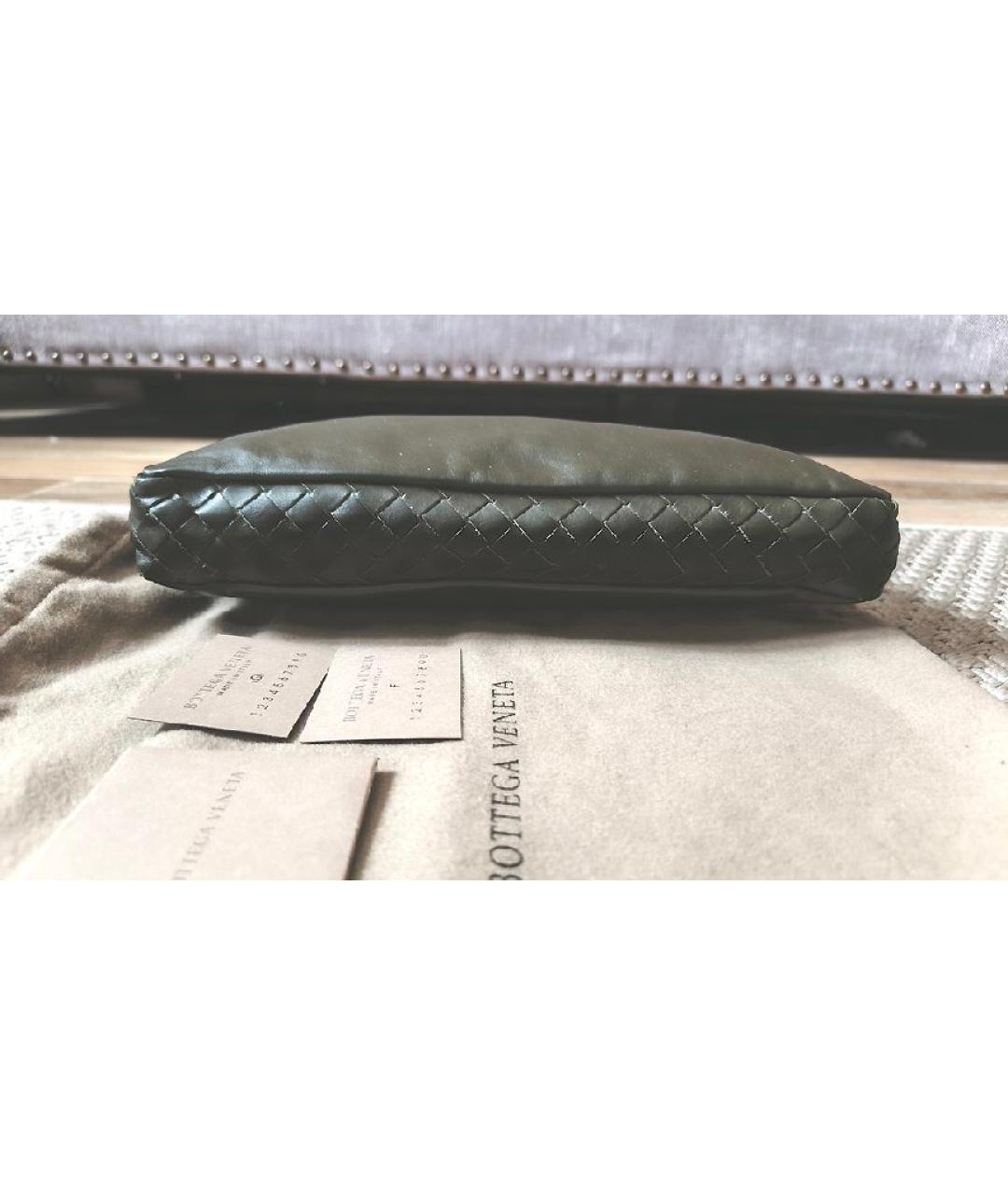 BOTTEGA VENETA Зеленая кожаная барсетка, фото 4