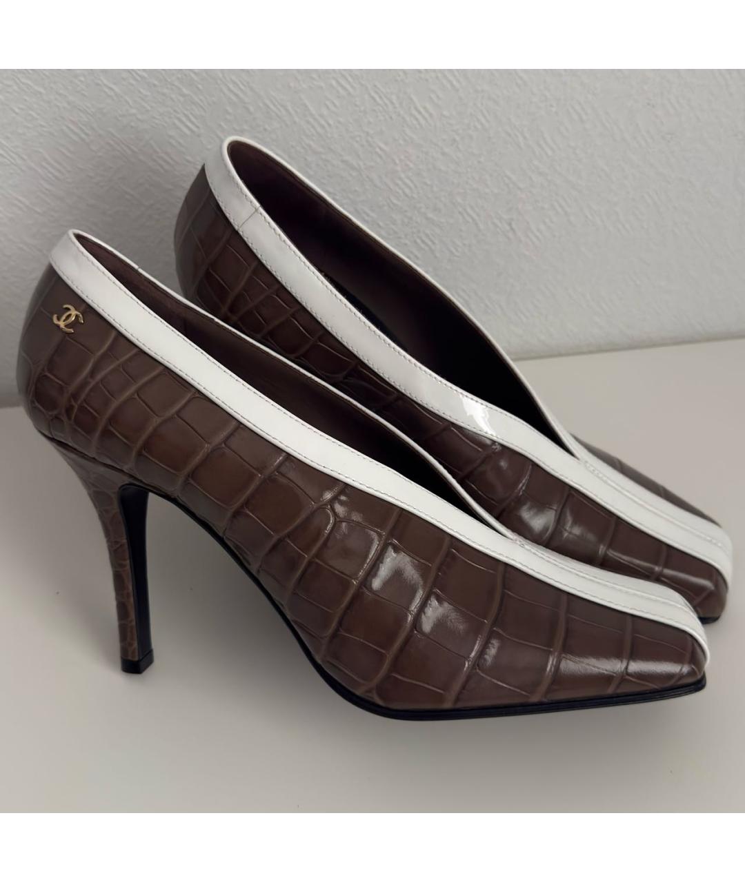 CHANEL Коричневые кожаные туфли, фото 6