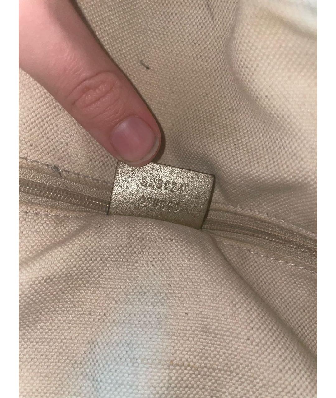 GUCCI Золотая жаккардовая сумка с короткими ручками, фото 5