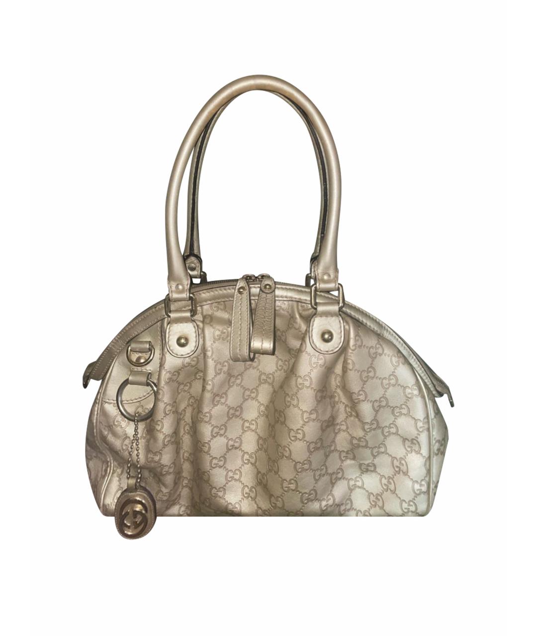 GUCCI Золотая жаккардовая сумка с короткими ручками, фото 1