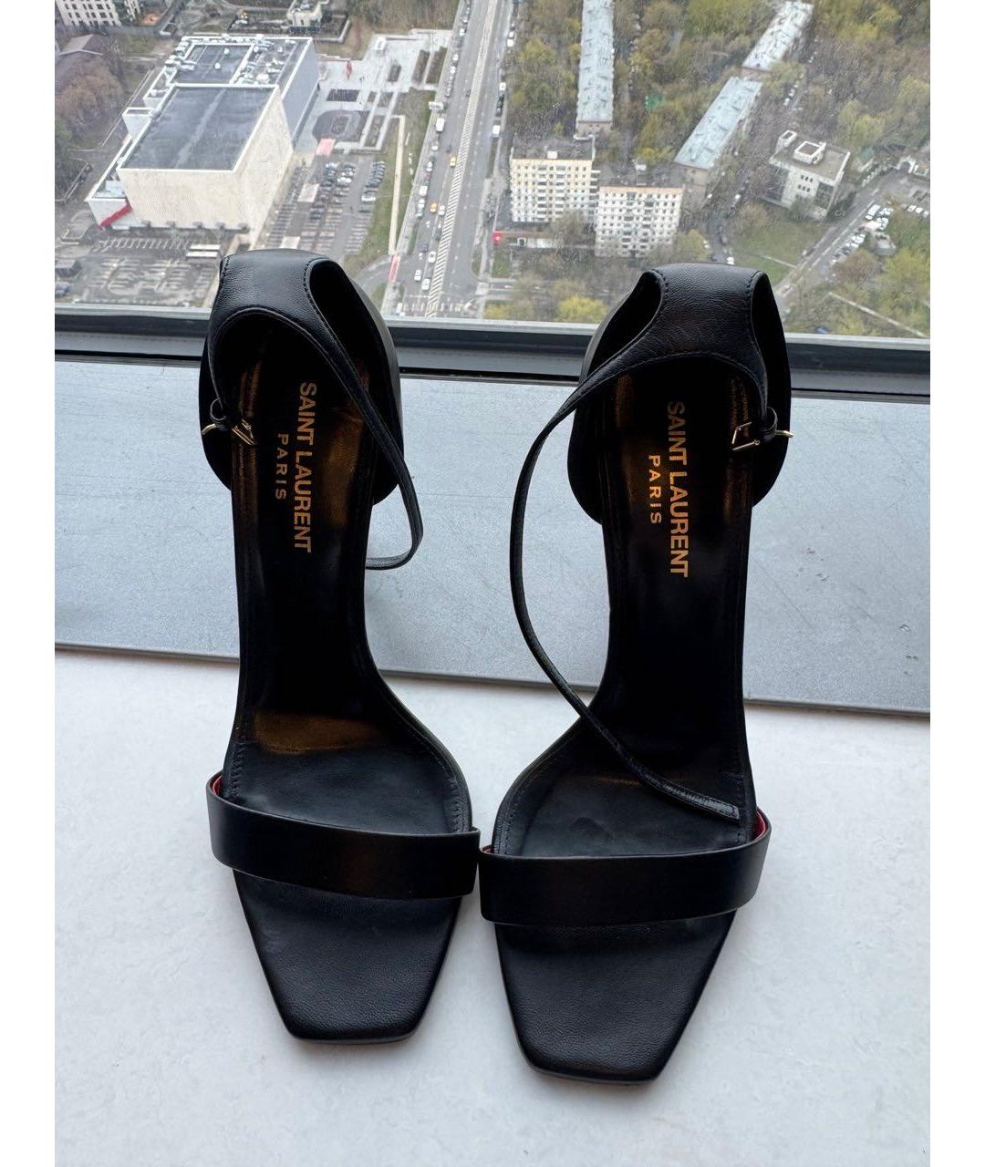 SAINT LAURENT Черные кожаные туфли, фото 2