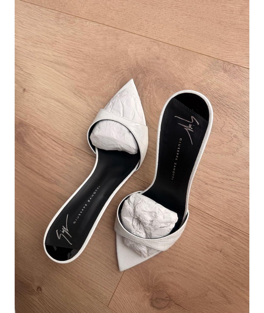 GIUSEPPE ZANOTTI DESIGN Белые кожаные мюли, фото 5