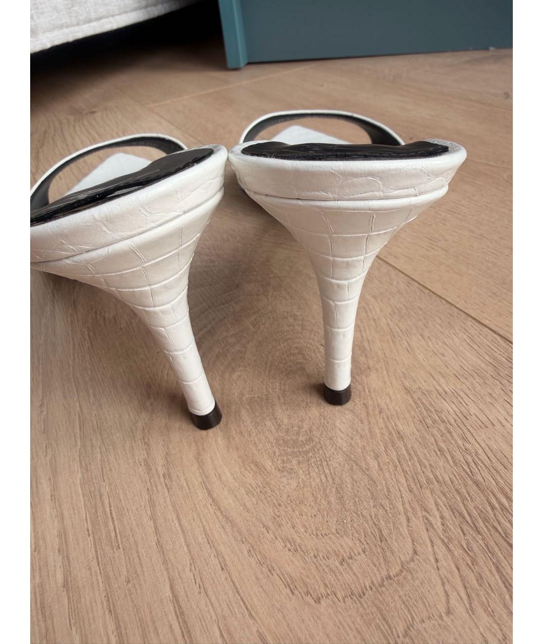 GIUSEPPE ZANOTTI DESIGN Белые кожаные мюли, фото 4