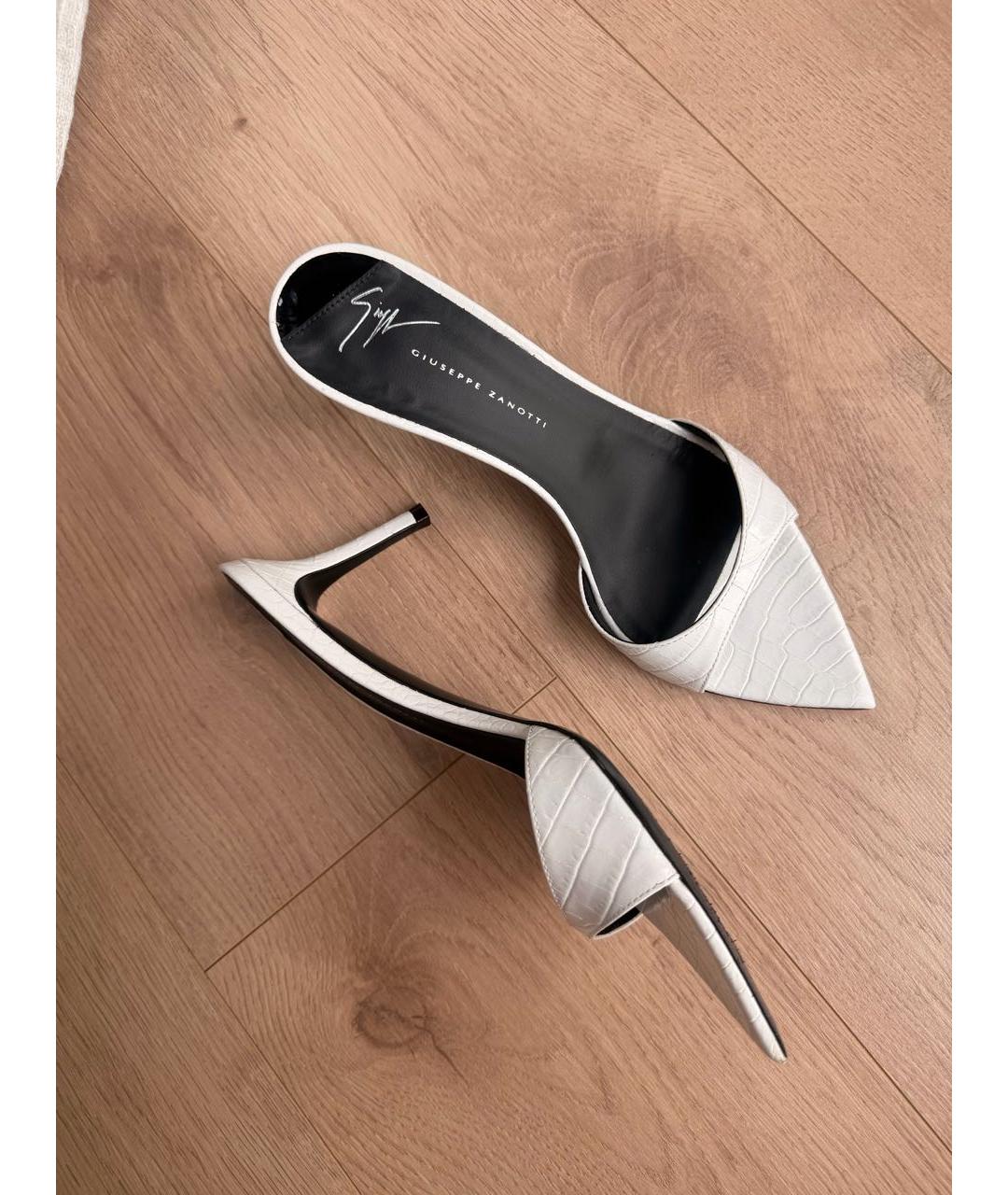 GIUSEPPE ZANOTTI DESIGN Белые кожаные мюли, фото 2