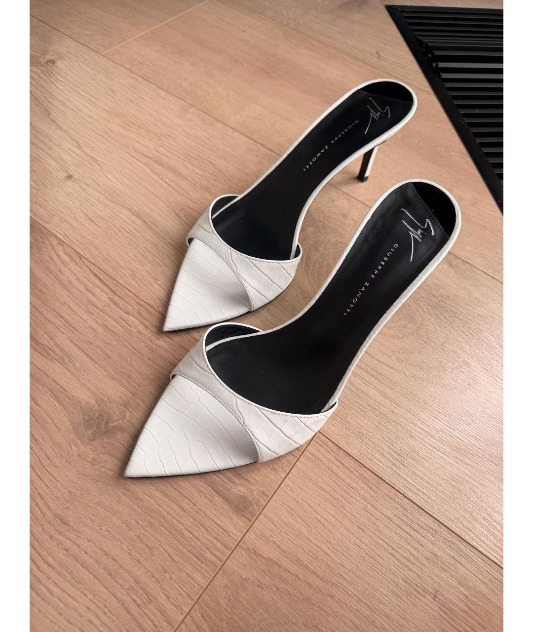 GIUSEPPE ZANOTTI DESIGN Белые кожаные мюли, фото 6