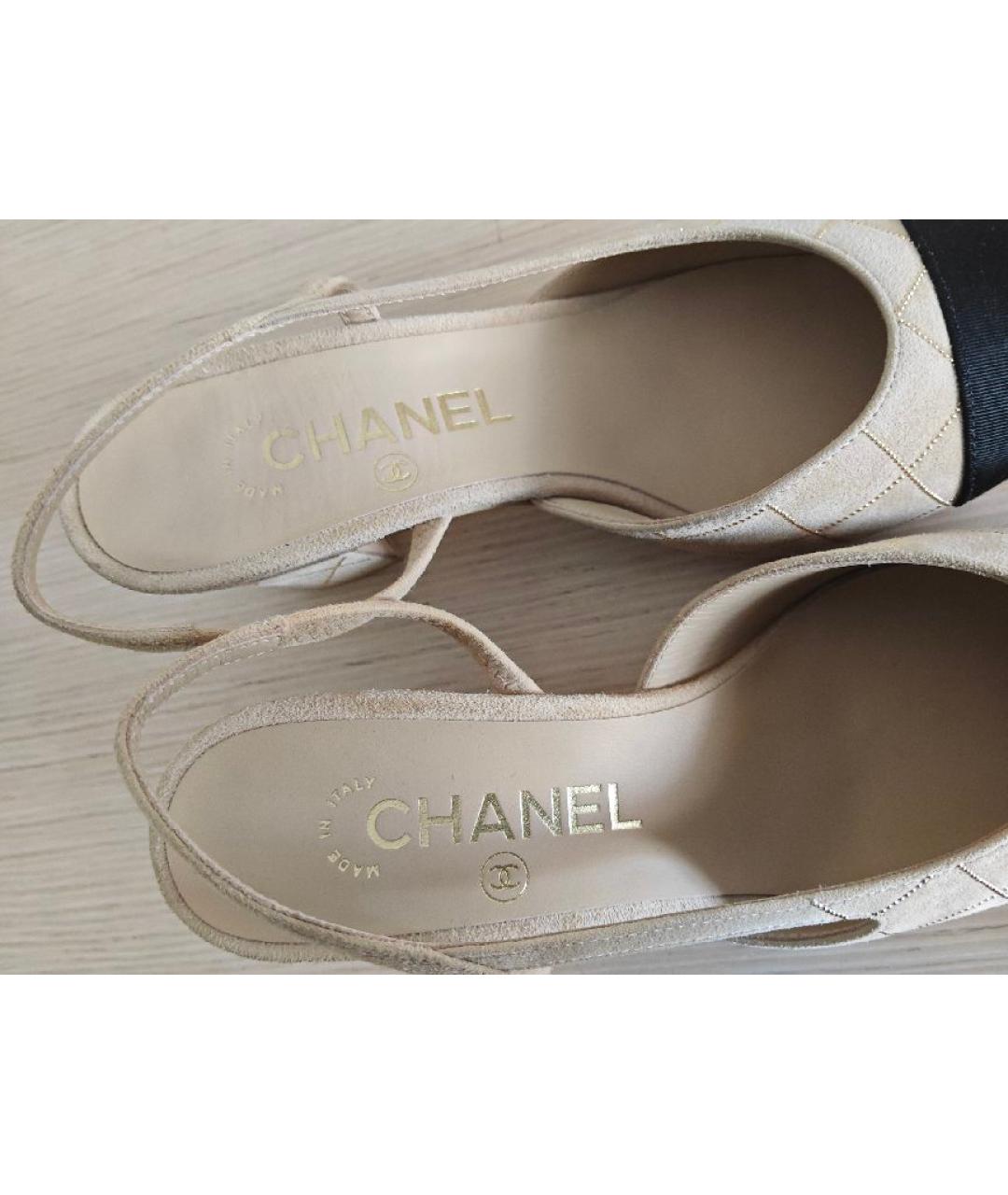 CHANEL Бежевые замшевые туфли, фото 5