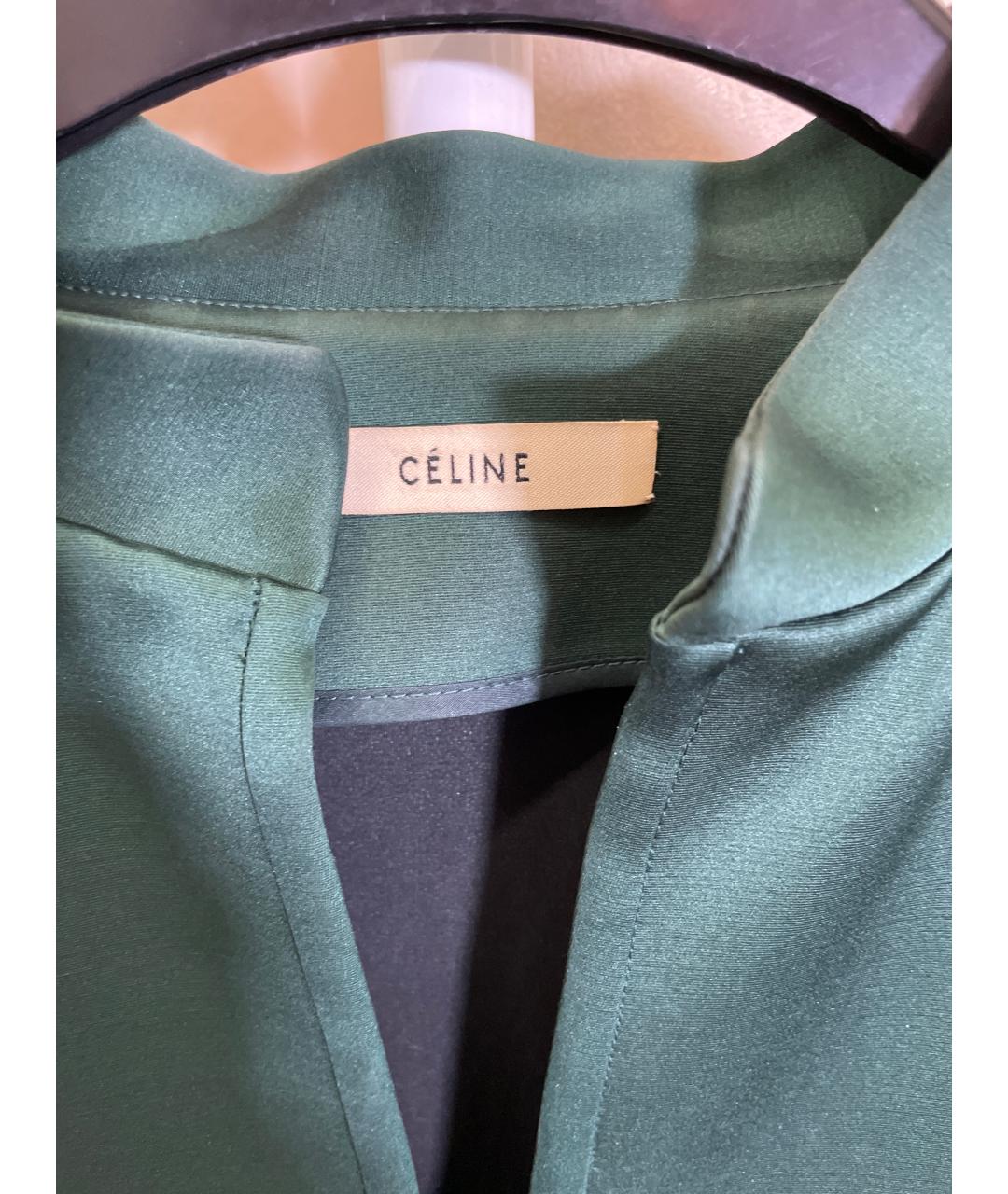 CELINE Зеленые шелковое повседневное платье, фото 5