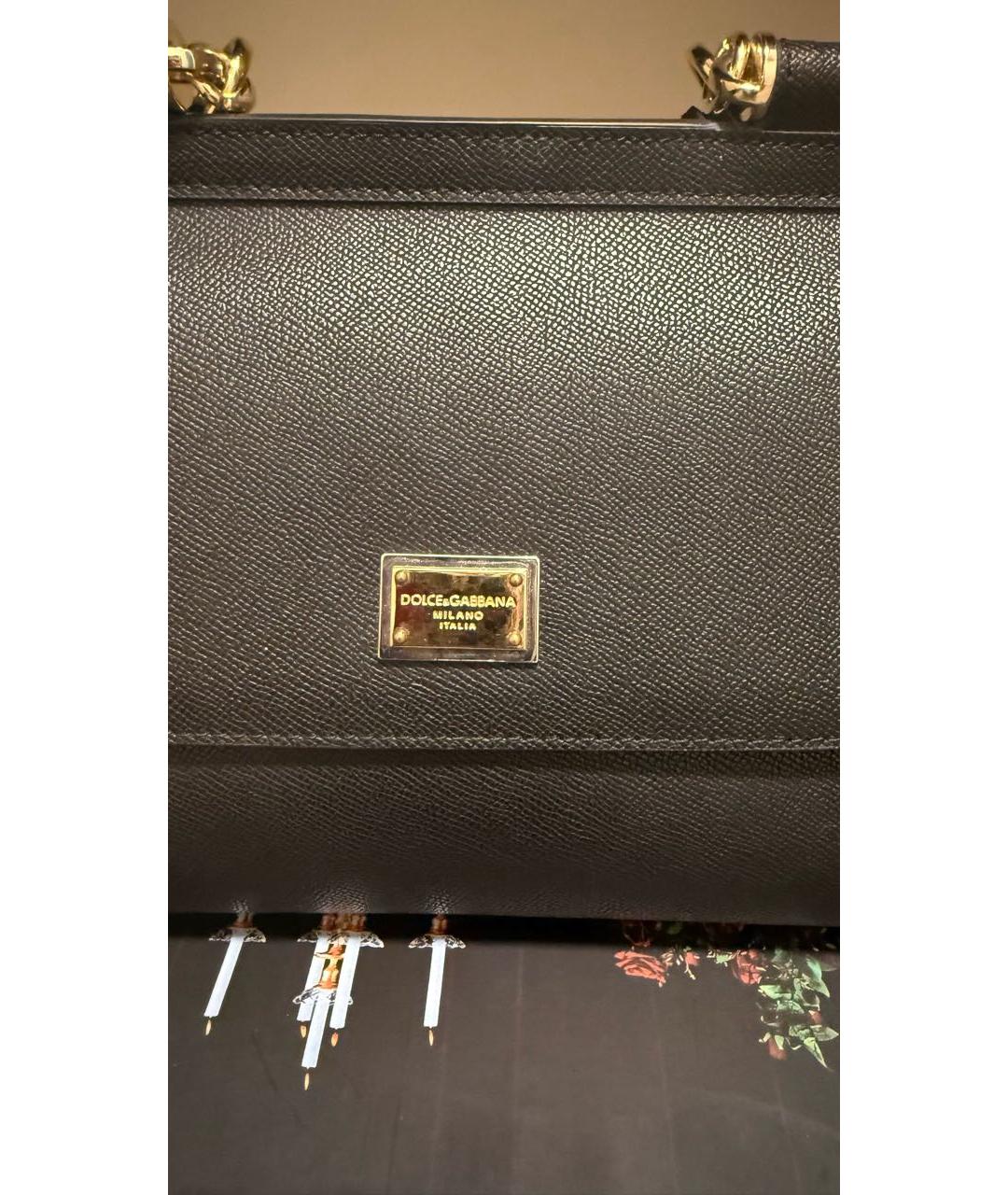 DOLCE&GABBANA Черная кожаная сумка через плечо, фото 6