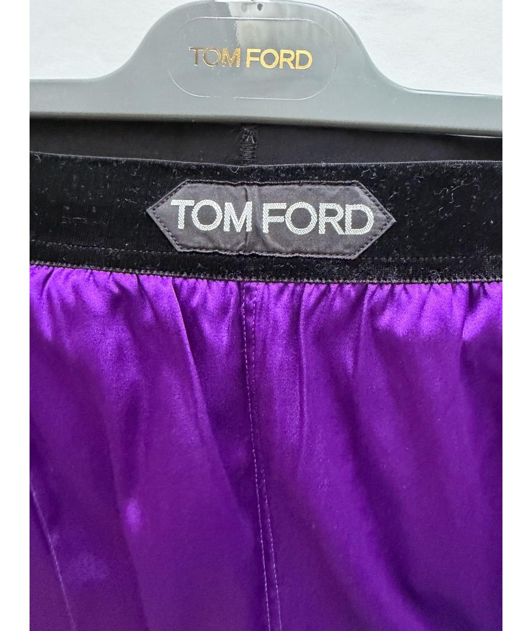 TOM FORD Фиолетовые шелковые прямые брюки, фото 5