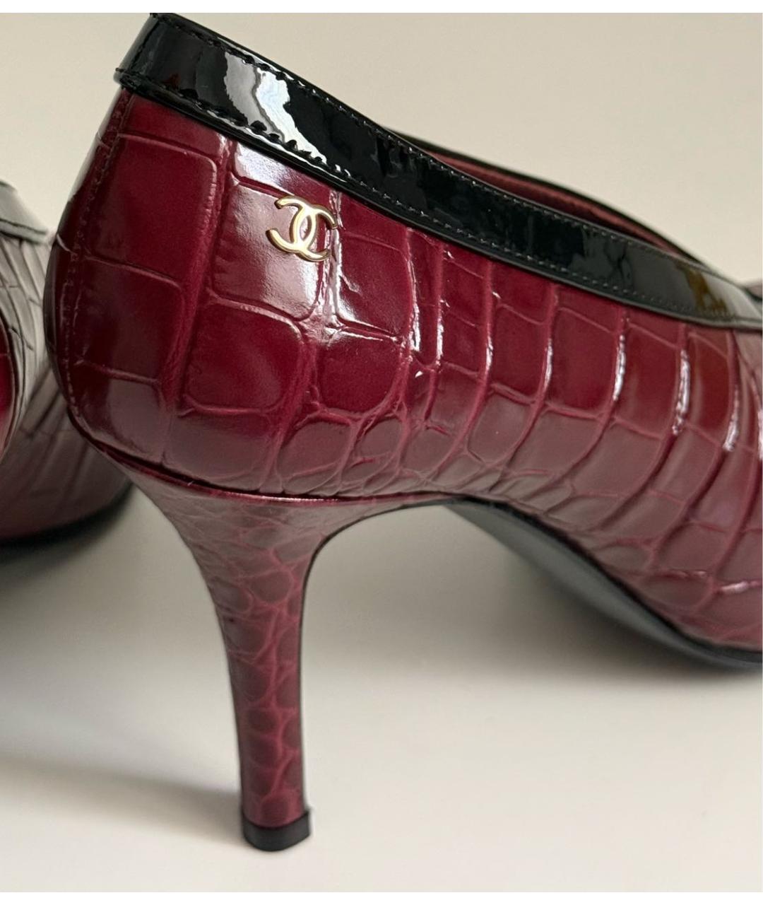 CHANEL Бордовые кожаные туфли, фото 6