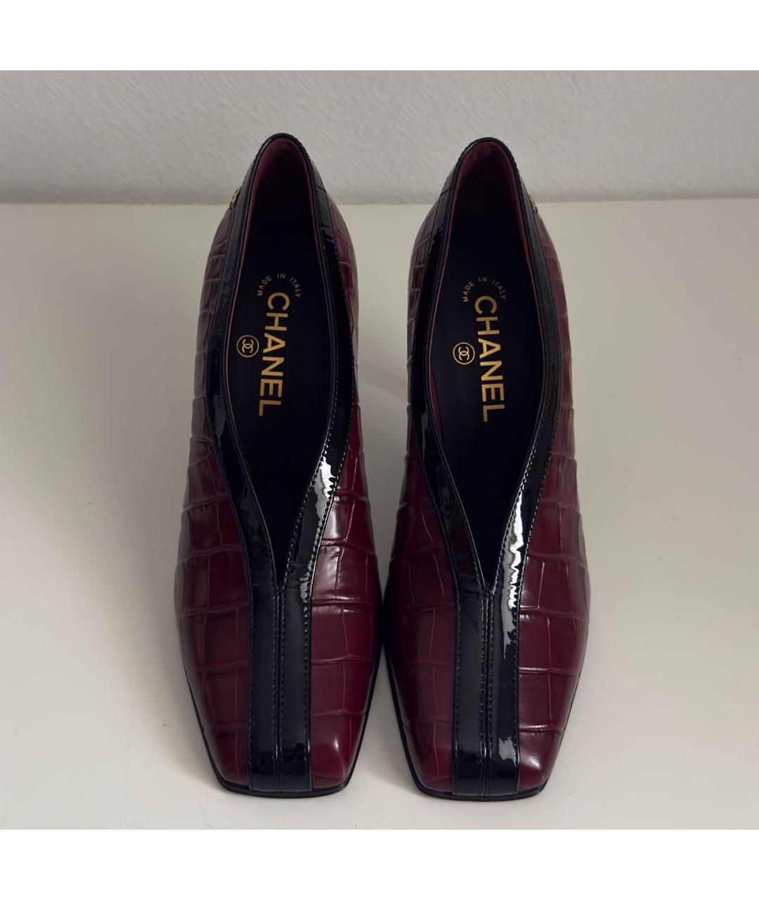 CHANEL Бордовые кожаные туфли, фото 2