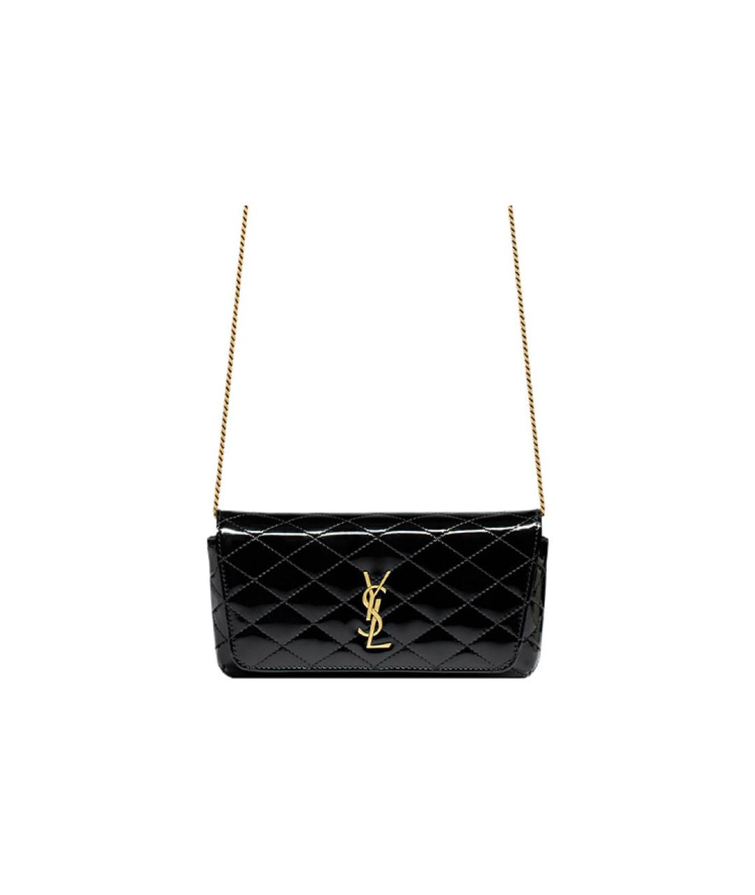 SAINT LAURENT Черная кожаная сумка через плечо, фото 2
