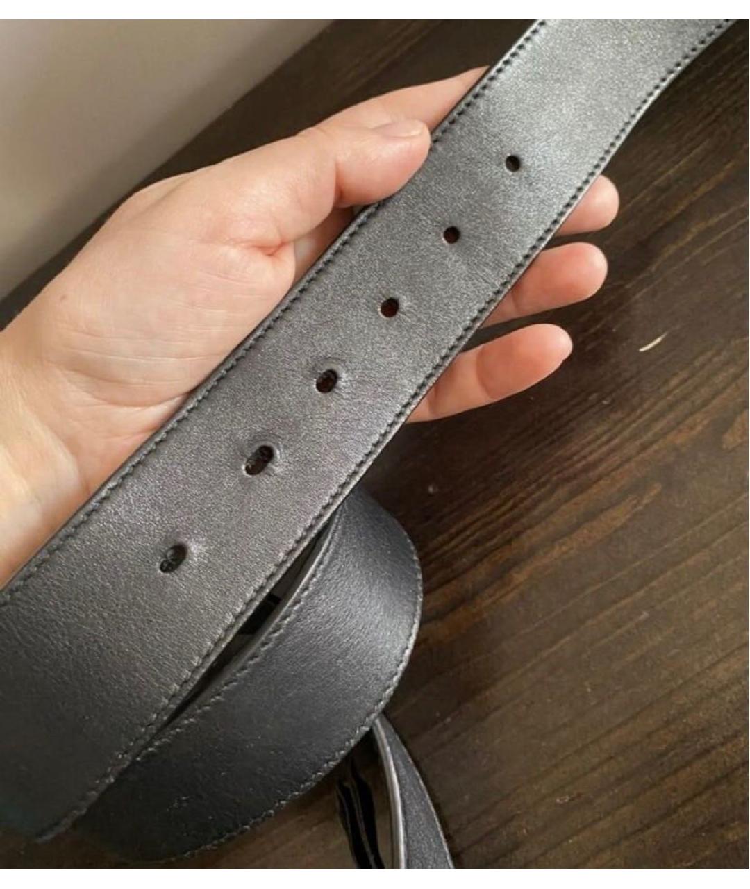 GUCCI Черный кожаный ремень, фото 4