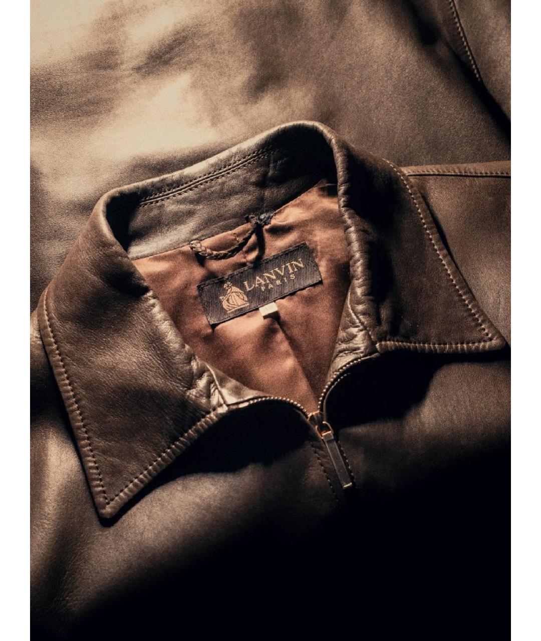 LANVIN Коричневая кожаная куртка, фото 3