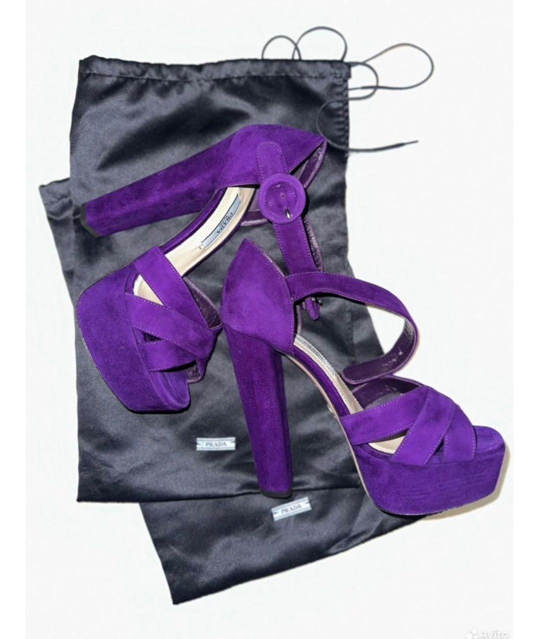 PRADA Фиолетовые замшевые туфли, фото 6