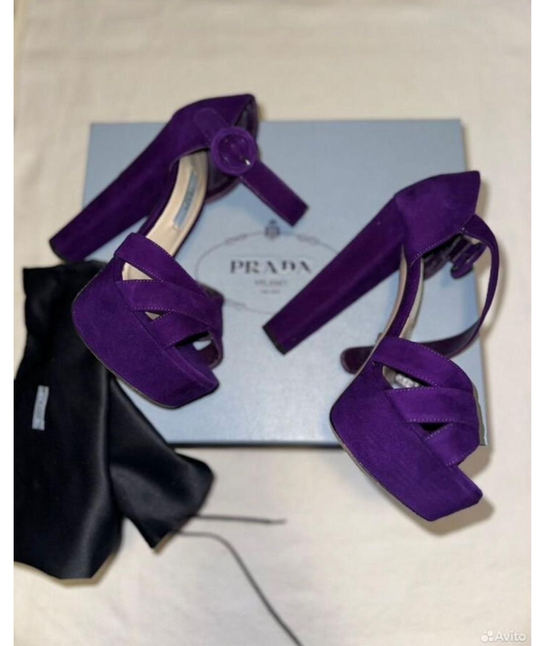 PRADA Фиолетовые замшевые туфли, фото 5